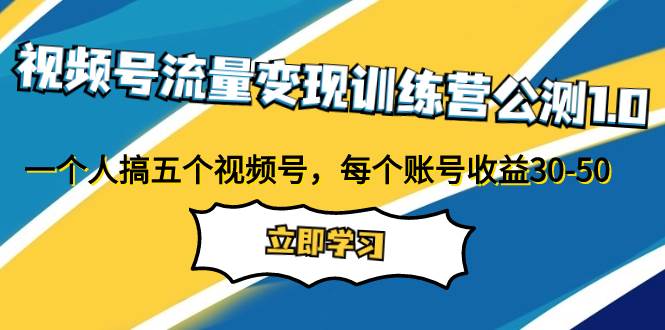 视频号流量变现训练营公测1.0：一个人搞五个视频号，每个账号收益30-50