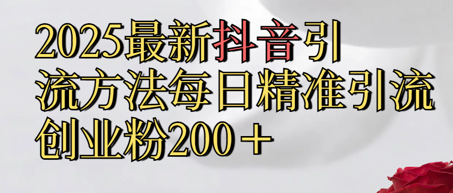 2025最新,抖音引流,方法每日精准引流创业粉300＋