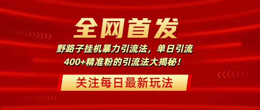 全网首发，野路子挂机暴力引流法，单日引流400+精准粉的引流法大揭秘！