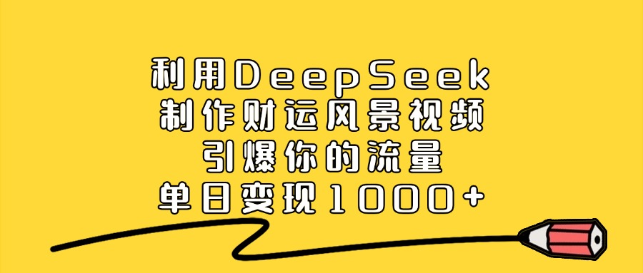 利用DeepSeek制作财运风景视频，引爆视频流量，单日变现1000+